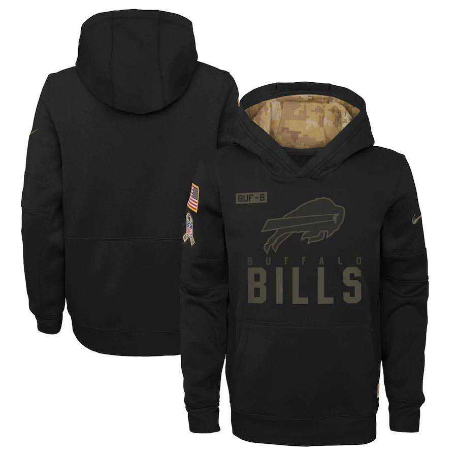 Youth Buffalo Bills Black Salute To Service Hoodie Nike NFL Jerseys